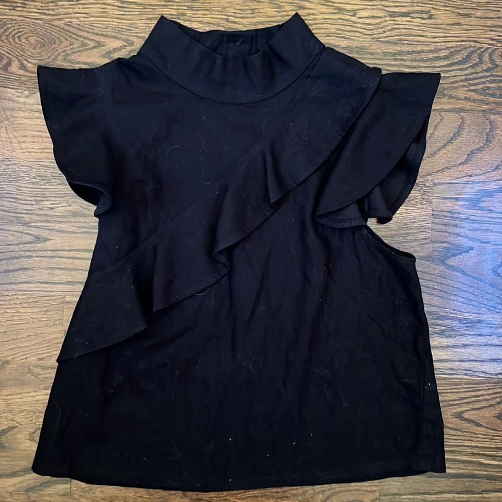 McGuire Ruffle Linen Blouse Size Medium